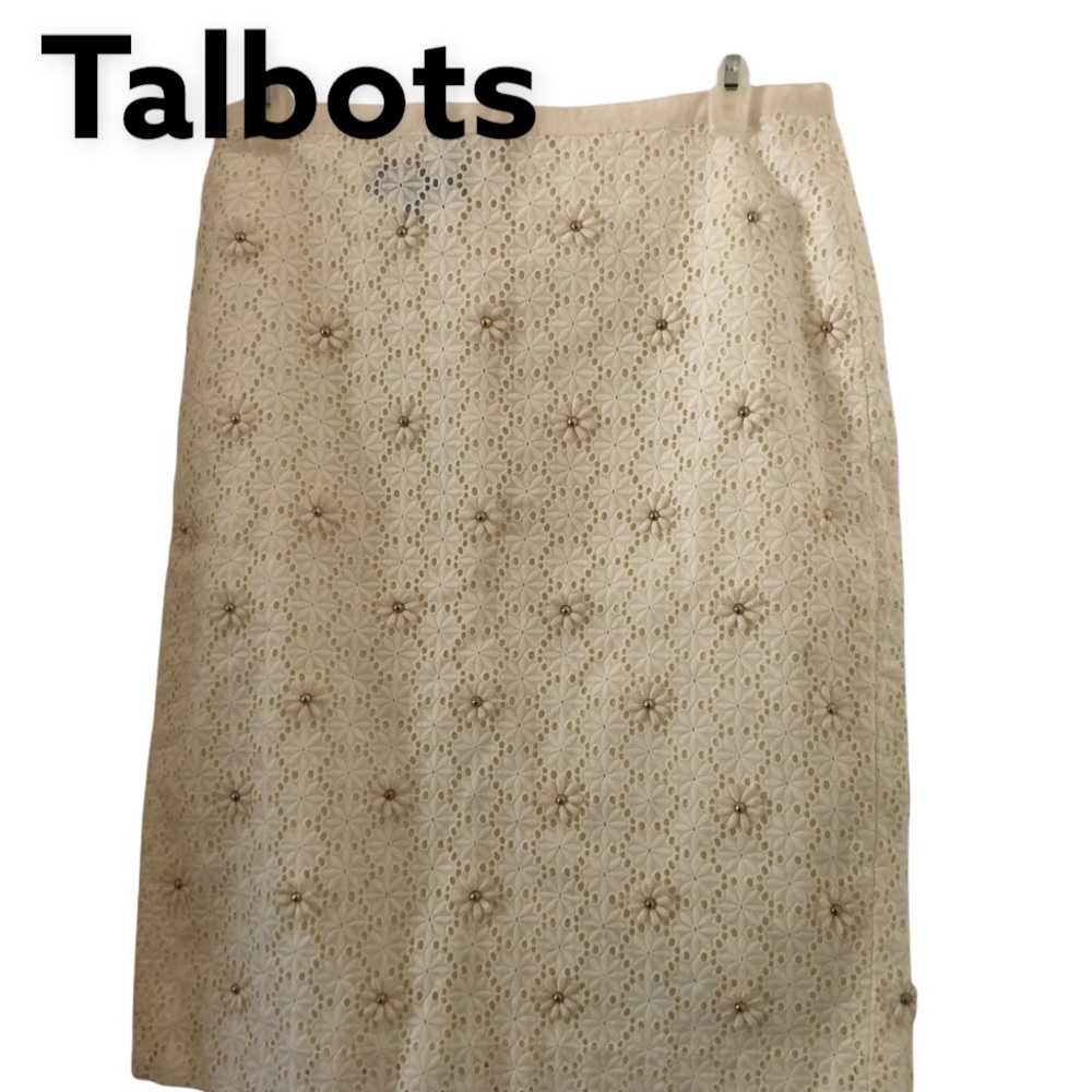 Talbots Ivory Daisy Eyelet Skirt sz 4